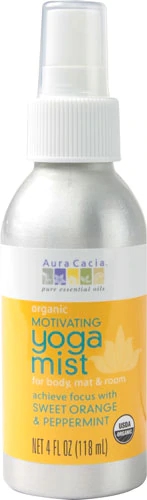 Aura Cacia Yoga Mist Organic Motivating Sweet Orange & Peppermint -- 4 fl oz