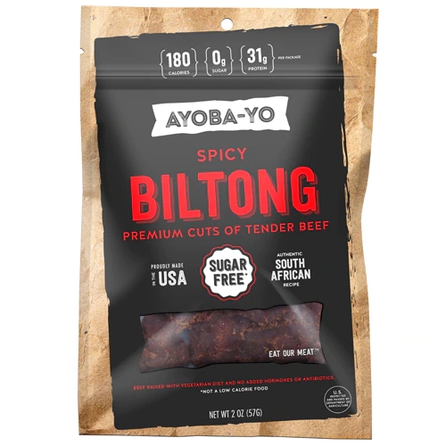 Ayoba-Yo Spicy Biltong: Snack de Carne Bovino Grass-Fed 57g - Proteína Pura e Sabor Picante