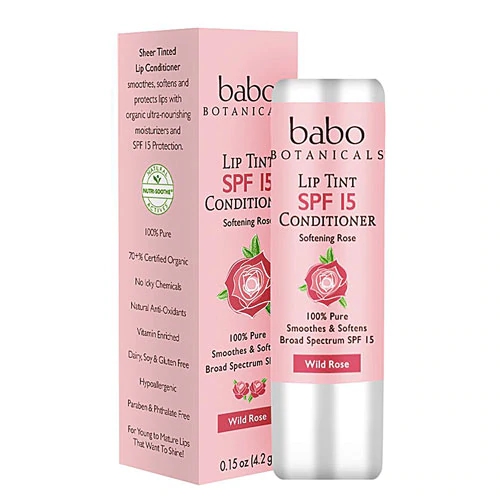 Batom Hidratante com FPS 15 Wild Rose Babo Botanicals 4.25g - Proteção e Cor Natural