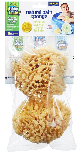 Esponja de Banho Lã Marinha Natural Baby Buddy - Média (2 Unidades)