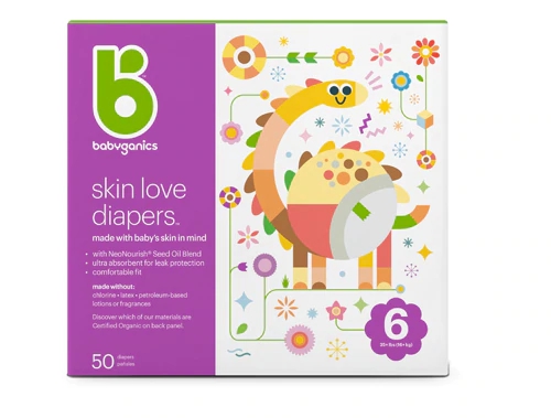 Fraldas Babyganics Skin Love Tamanho 6 - Pacote com 50 Unidades