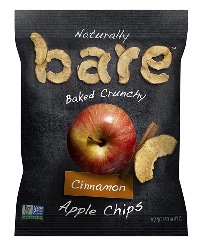 Chips de Maçã Desidratada Bare Baked com Canela - 15g por Pacote / Caixa com 24 Unidades