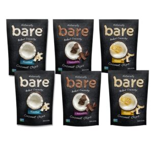 Barras Crocantes de Coco Bare Baked Variedade - 6 Pacotes de 40g Cada