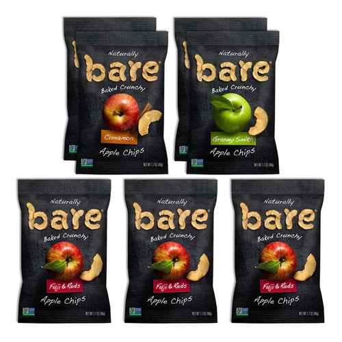 Chips de Frutas Desidratadas Bare Baked Crocantes Variedade - 6 Pacotes (Aprox. 227g)