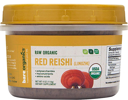 Pó de Cogumelo Red Reishi (Lingzhi) BareOrganics - 113g - Suplemento Natural para Bem-Estar