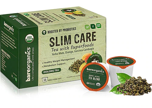 BareOrganics Slim Care Chá Oolong para Controle de Peso - 12 K-Cups