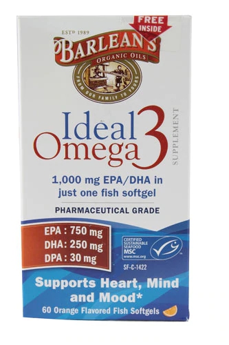 Barlean's Ideal Omega 3 Laranja 1000mg - 60 Cápsulas Gelatinosas