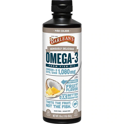 Barlean's Omega-3 Sabor Piña Colada - 454g Suplemento de Ácidos Graxos Essenciais