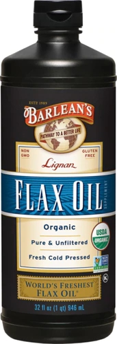 Barlean's Óleo de Linhaça Orgânico Lignan 946ml - Rico em Ômega 3, 6 e 9