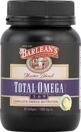 Barleans Total Omega Óleo de Peixe Orgânico Sabor Limão 90 Softgels