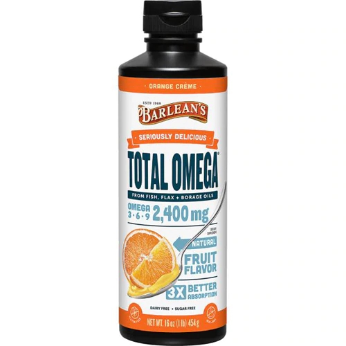 Barlean's Total Omega Laranja Creme 454g - Ômega 3, 6 e 9 para Bem-Estar Total