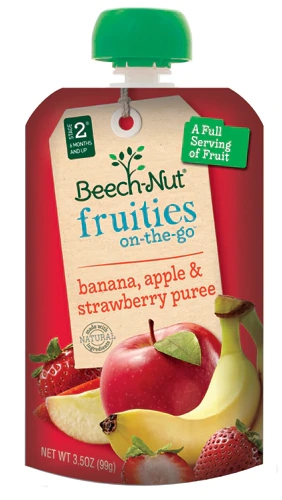 Beech-Nut Fruta On-The-Go Banana, Maçã, Morango - 100g Cada / Pack com 12