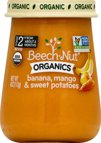 Beech-Nut Orgânico Etapa 2 Banana, Manga e Batata Doce - 10 Potes de 113g Cada