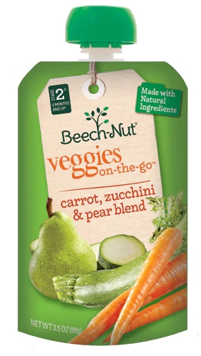 Beech-Nut Comida para Bebês Veggie On-The-Go Cenoura, Abobrinha e Pera - 240g (Pack com 12)