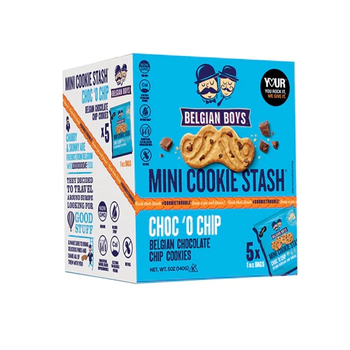 Belgian Boys Mini Cookie Stash Choc'O Chip - 5 Pacotes Individuais Deliciosos