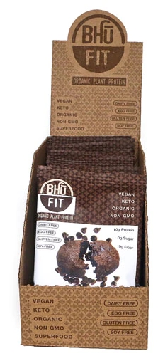 BHU Fit Cookie Proteína Vegetal Orgânico Duplo Chocolate Amargo - 10 Cookies (Aprox. 180g)
