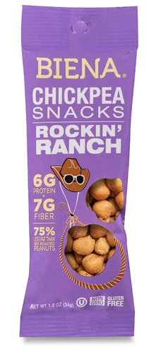 Biena Chickpea Snacks Rockin Ranch 10 Pacotes - Lanche Divertido e Saudável (283g)
