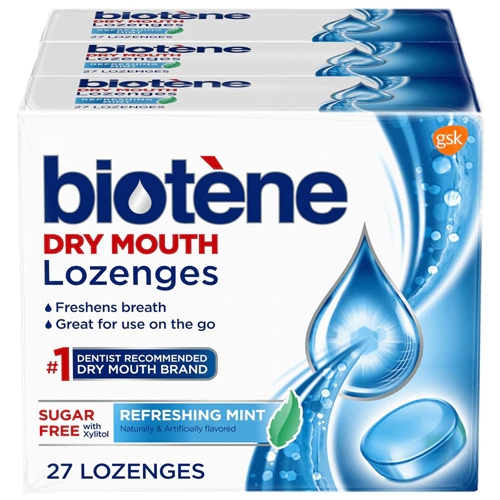 Biotene Pastilhas Refrescantes para Boca Seca, Menta - 81 Pastilhas (3 Pacotes)