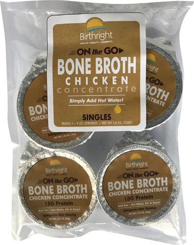 Caldo de Frango Birthright On The Go - 4 Potes de 473ml - Nutrição e Bem-Estar Práticos