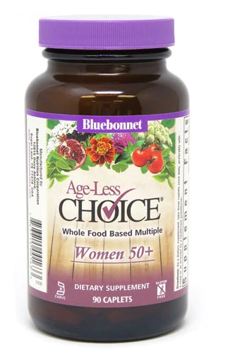 Bluebonnet Nutrition Age-Less Choice Mulher 50+ - 90 Caplets - Multivitamínico Completo Baseado em Alimentos Integrais