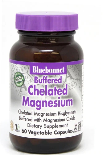 Bluebonnet Magnésio Quelado Tamponado Albion 200mg - 60 Cápsulas Vegetais