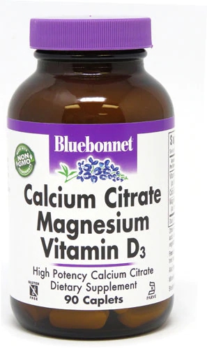Bluebonnet Nutrition Cálcio Citrato Magnésio Vitamina D3 90 Caplets
