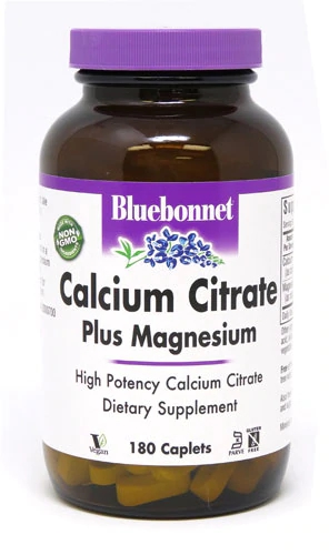 Bluebonnet Nutrition Cálcio Citrato + Magnésio 180 Caplets - Ossos Fortes e Saúde Geral