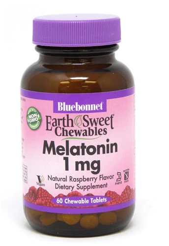 Bluebonnet Nutrition EarthSweet Melatonina Framboesa 1mg 60 Comprimidos Mastigáveis