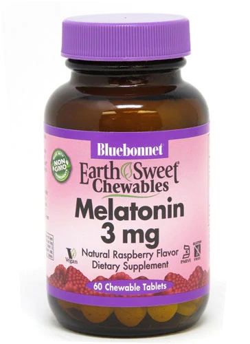 Bluebonnet Nutrition EarthSweet Melatonina Raspberry 3mg - 60 Comprimidos Mastigáveis