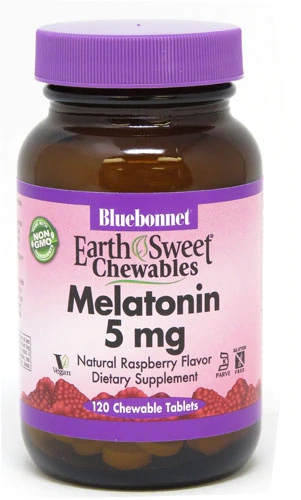 Bluebonnet Nutrition Melatonina TerraSweet 5mg Sabor Framboesa - 120 Comprimidos Mastigáveis