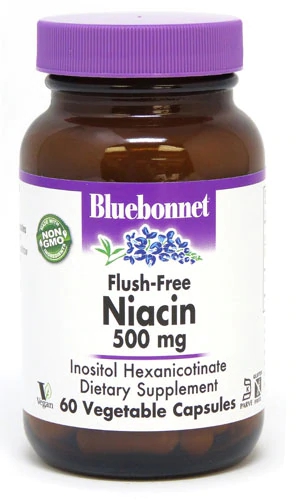 Bluebonnet Nutrition Flush-Free Niacin 500mg - 60 Cápsulas Vegetarianas - Suporte Cardiovascular e Metabólico