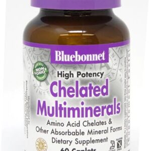 Bluebonnet Nutrition High Potency Multiminerais Quelados com Ferro 60 Caplets