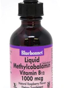 Vitamina B12 Metilcobalamina Líquida Bluebonnet Nutrition Sabor Natural de Framboesa - 1000mcg - 59ml