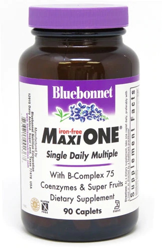 Bluebonnet Nutrition Maxi One Multivitamínico Diário Sem Ferro 90 Caplets