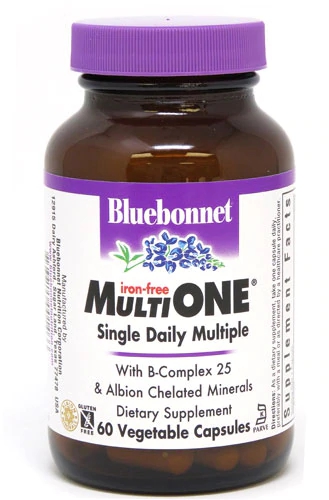Bluebonnet Nutrition Multi One Ferro Livre - 60 Cápsulas Vegetais - Multivitamínico Completo