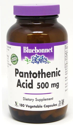 Bluebonnet Nutrition Ácido Pantotênico 500mg - 180 Cápsulas Vegetais