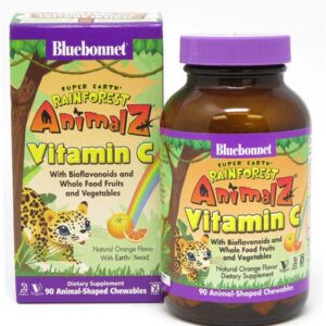 Bluebonnet Super Earth Rainforest Animalz Vitamina C Laranja 90 Mastigáveis