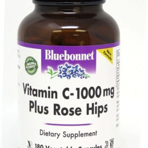 Bluebonnet Nutrition Vitamina C-1000 com Rosa Mosqueta - 180 Cápsulas Vegetais
