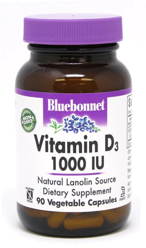 Bluebonnet Nutrition Vitamina D3 1000 UI - 90 Cápsulas Vegetais