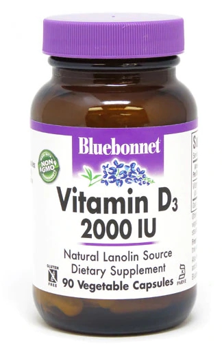 Bluebonnet Nutrition Vitamin D3 -- 2000 IU - 90 Vegetable Capsules