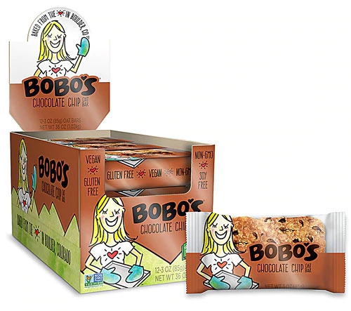 BoBo's Oat Bars Chocolate Chip - Caixa com 12 Barras Energéticas Sabor Chocolate