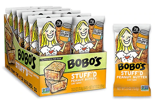 BoBo's Oat Bars Stuff'D Barra de Aveia Recheada com Pasta de Amendoim - 12 Barras (100g)