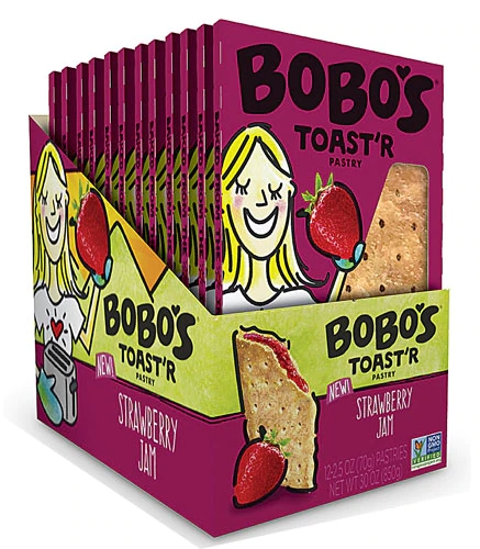 BoBo's Oat Bars Toast'R Pastry Morango - Caixa com 12 Unidades | Lanche Delicioso e Nutritivo