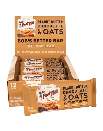 Barra de Proteína Bob's Bar Peanut Butter Chocolate & Oats Bob's Red Mill - 12 Barras (Aprox. 60g cada)