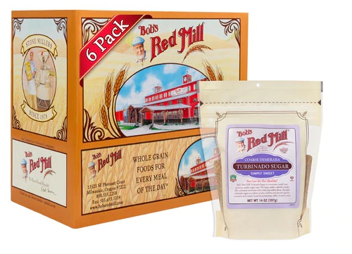 Açúcar Turbinado Grosso Bob's Red Mill 6 Pacotes - Sabor Natural e Versatilidade Culinária (1kg)