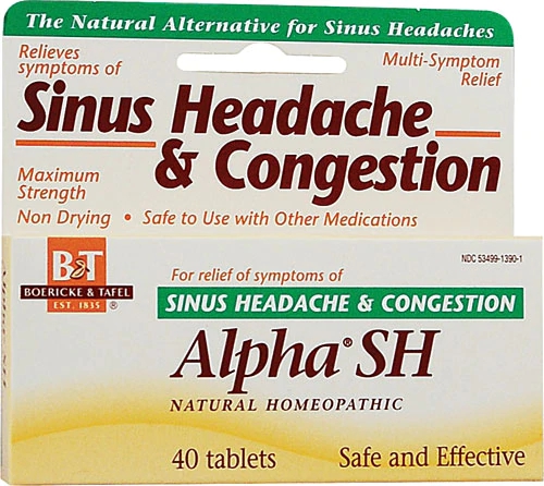 Boericke & Tafel Alpha SH Sinus Headache - 40 Comprimidos para Alívio da Dor de Cabeça Sinusal