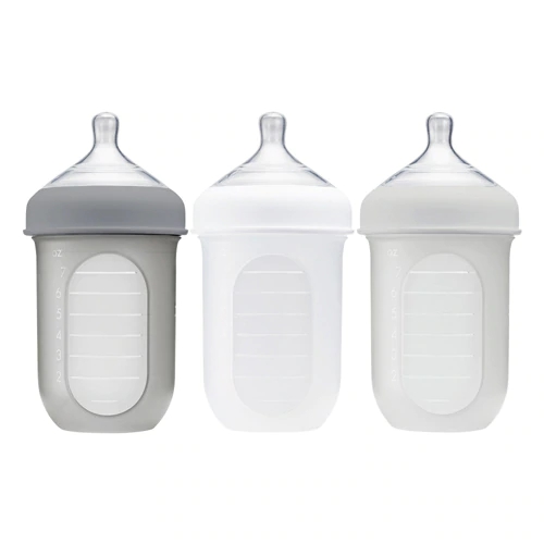 Kit 3 Mamadeiras Boon NURSH Cinza Multi - 240ml Cada