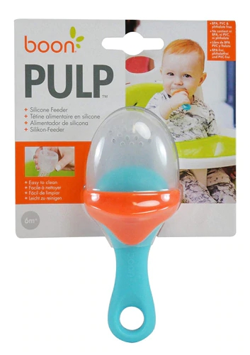 Boon Pulp Alimentador de Silicone Azul/Laranja - 1 Alimentador para Introdução Alimentar