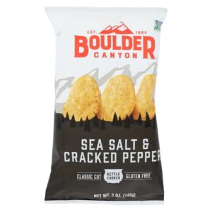 Chips de Batata Kettle Cooked Boulder Canyon Sal Marinho e Pimenta do Reino Moída - 142g