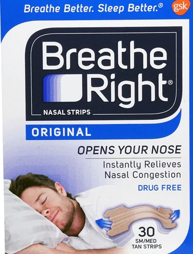 Fitinhas Nasais Breathe Right Original SM/MED Bege - 30 Unidades